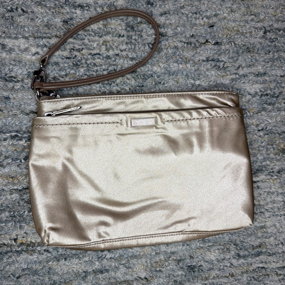 Tumi Susan Multifunction Nylon Wristlet - Tan With Silver Hardware